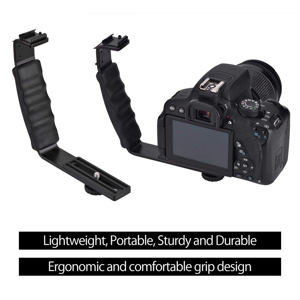 Dual Hot Shoe Flash Bracket Lightweight Durable Camera DV Microphone Mount