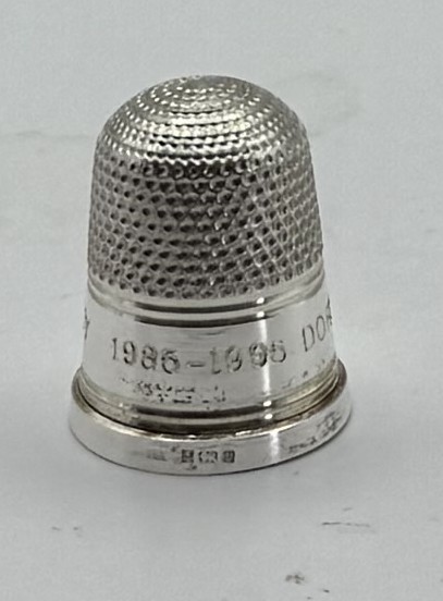 Dorset Thimble Society 1985 - 1995 Silver Thimble Hallmarked