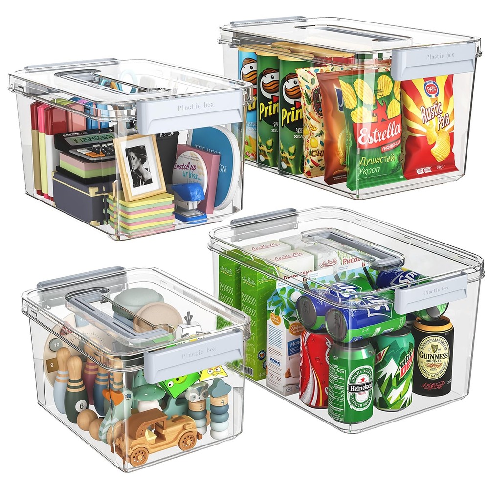 Plastic Storage Bins with Lids Stackable organization and Storage Containers ...
