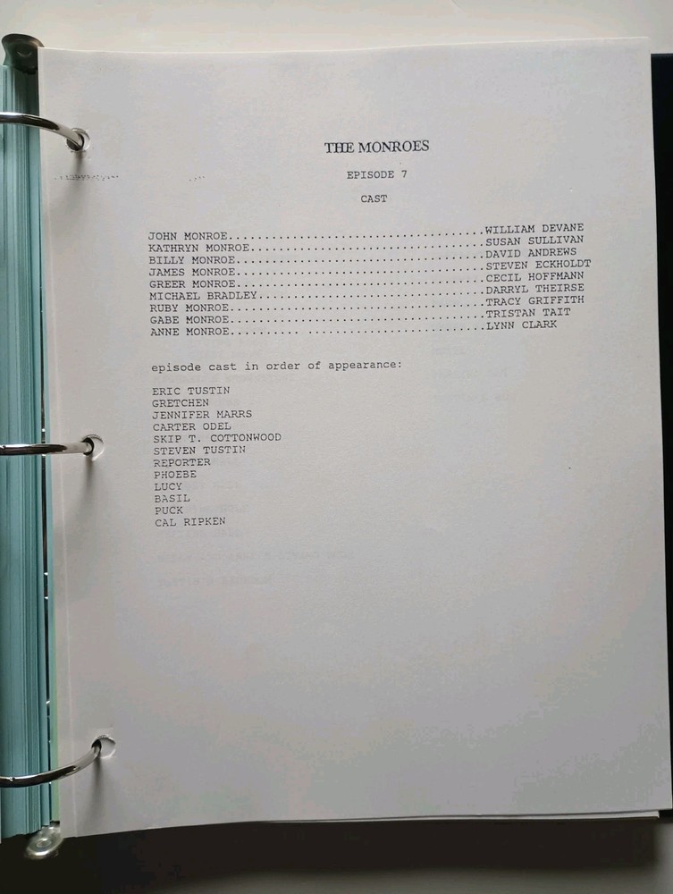 THE MONROES (1995) TV Soap Opera Scripts & Production Binder William Devane
