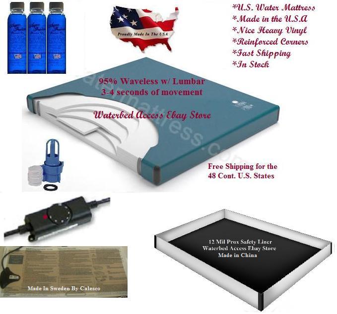 California King 95% Waveless Waterbed Mattress with 12 mil Liner and Heater