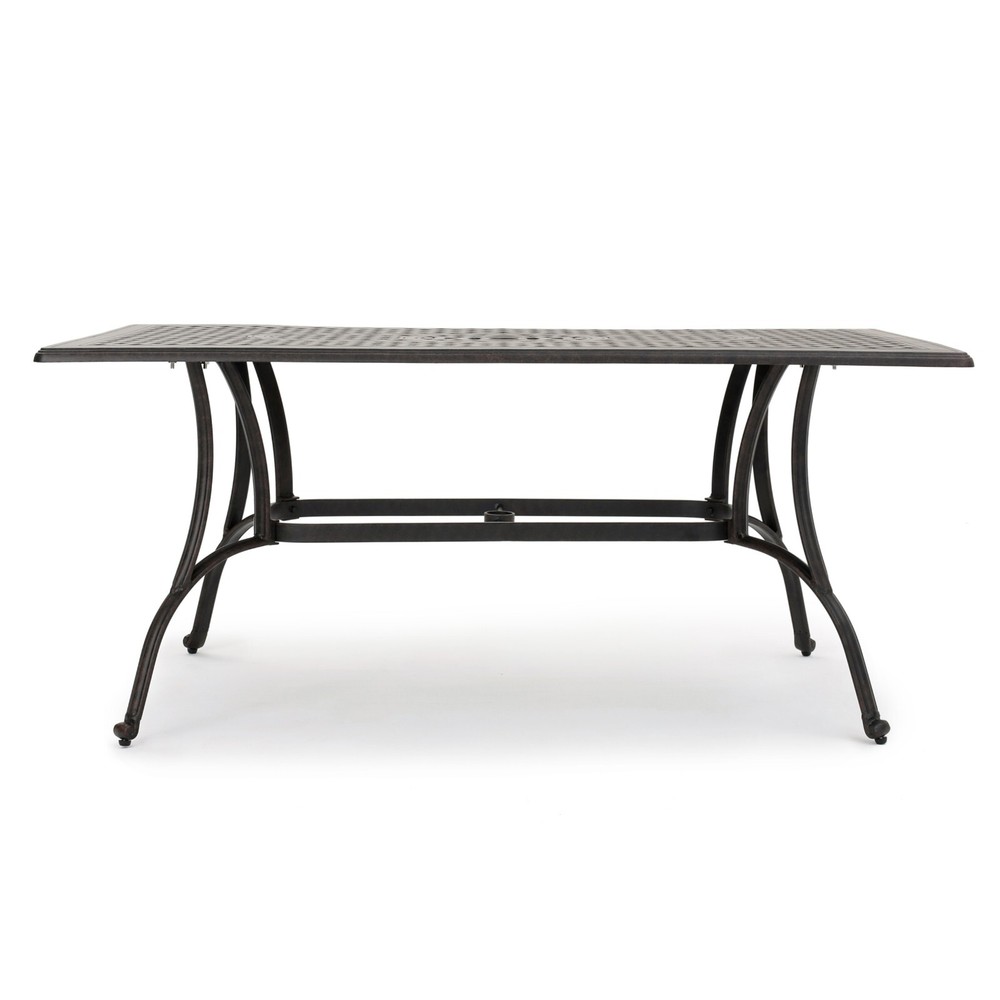 Fonzo Outdoor Bronze Cast Aluminum Rectangular Dining Table (ONLY)