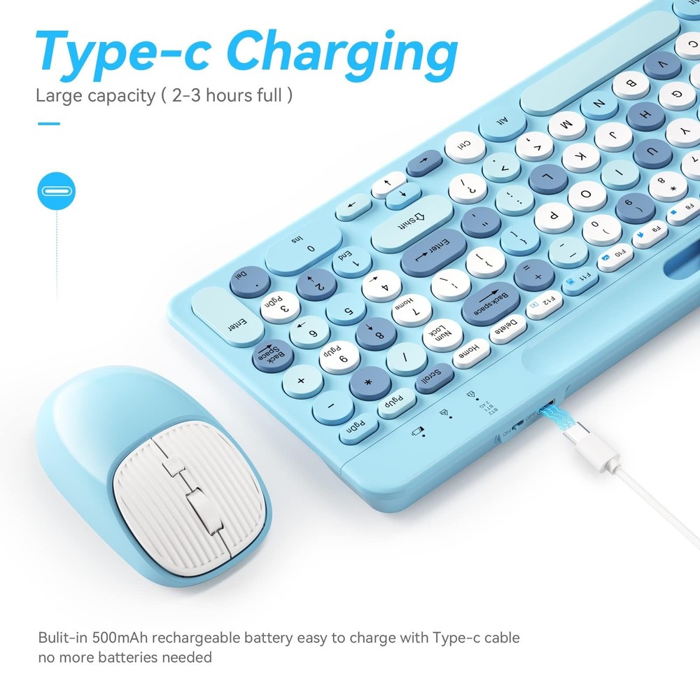 Bluetooth Keyboard and Mouse Wireless Multi-Device Rechargeable Keyboard and