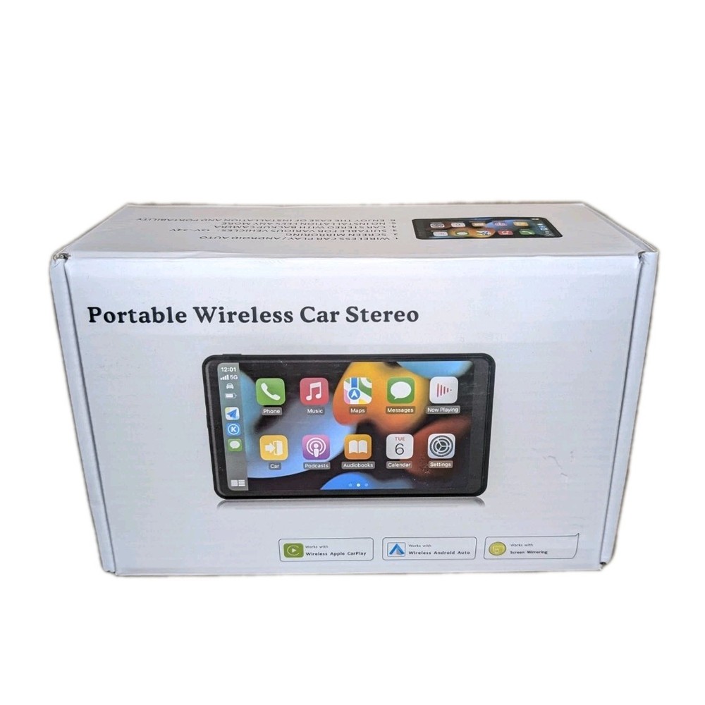 Portable Wireless Car Stereo, 7" Screen, UPGRADED + Apple Carplay, Android Auto
