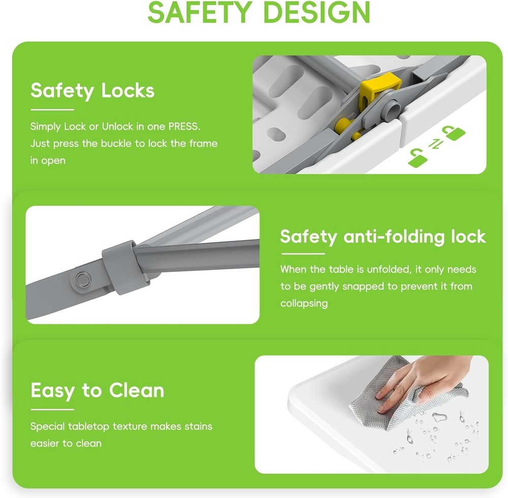 6ft White Folding Table with 2 Benches Picnic