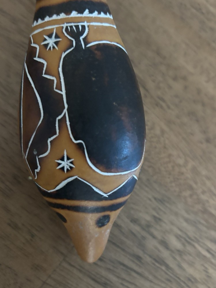 Etched Maraca Rattle Shaker Gourd
