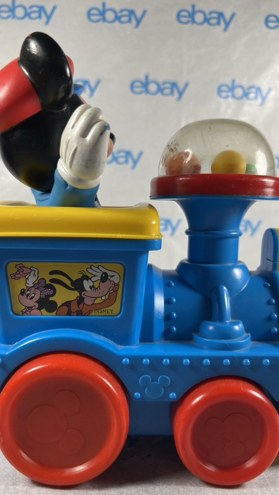 Walt Disney Vintage Mickey Mouse Popping Balls Pull String Toy Train