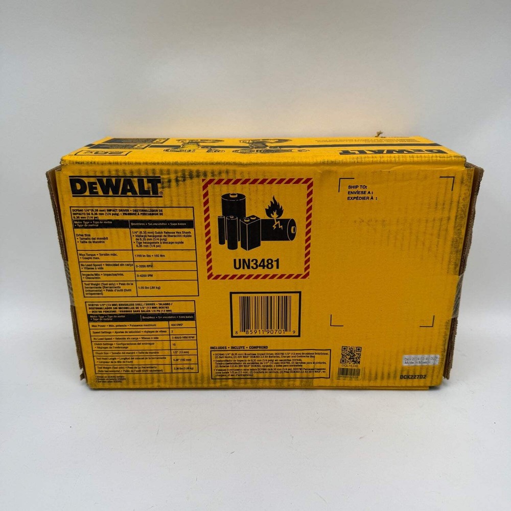 New Dewalt DCK227D2 Brushless 2 Tool Combo Set DCK22702
