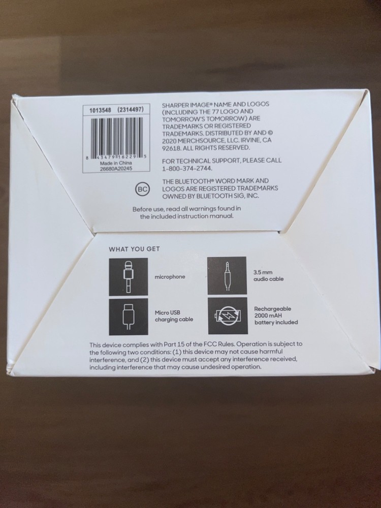 Sharper Image Bluetooth Karaoke Microphone Silver New