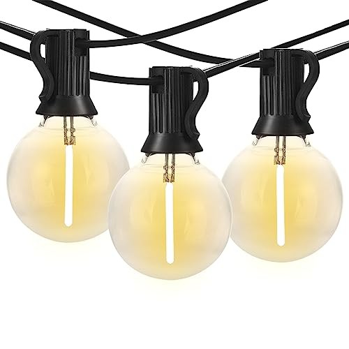 Globe Outdoor String Lights, Shatterproof Patio Lights with 15 29FT Black