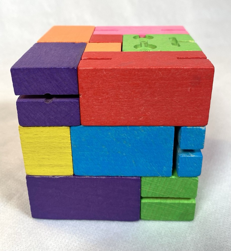 Cubebot Areaware by David Weeks Studio Multicolor Wood Cube Puzzle Robot