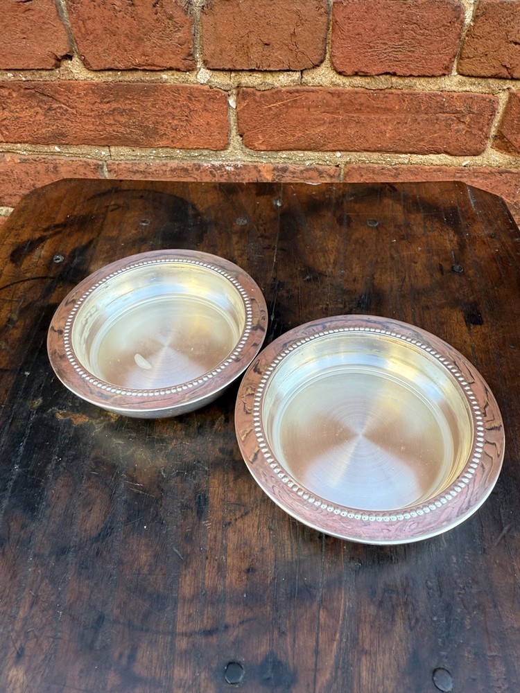 W & S Blackington Silver Plate Candle Holders or Coasters Set of 2 4 Inch