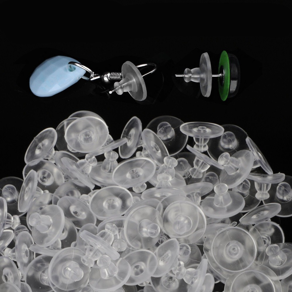 100PCS Silicone Earring Backs Stopper Cap Transparent Clear Ear Ring Accessories