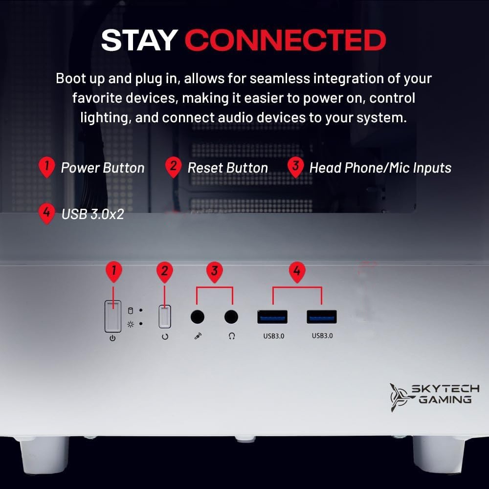Skytech ARGB Gaming Desktop i7 Compute PC 16GB RAM 512GB SSD GTX 1650 Win11 Wifi