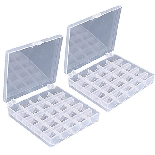1/2 Pack 25 Slots Empty Bobbin Spool Box Plastic Storage Case for Sewing Machine