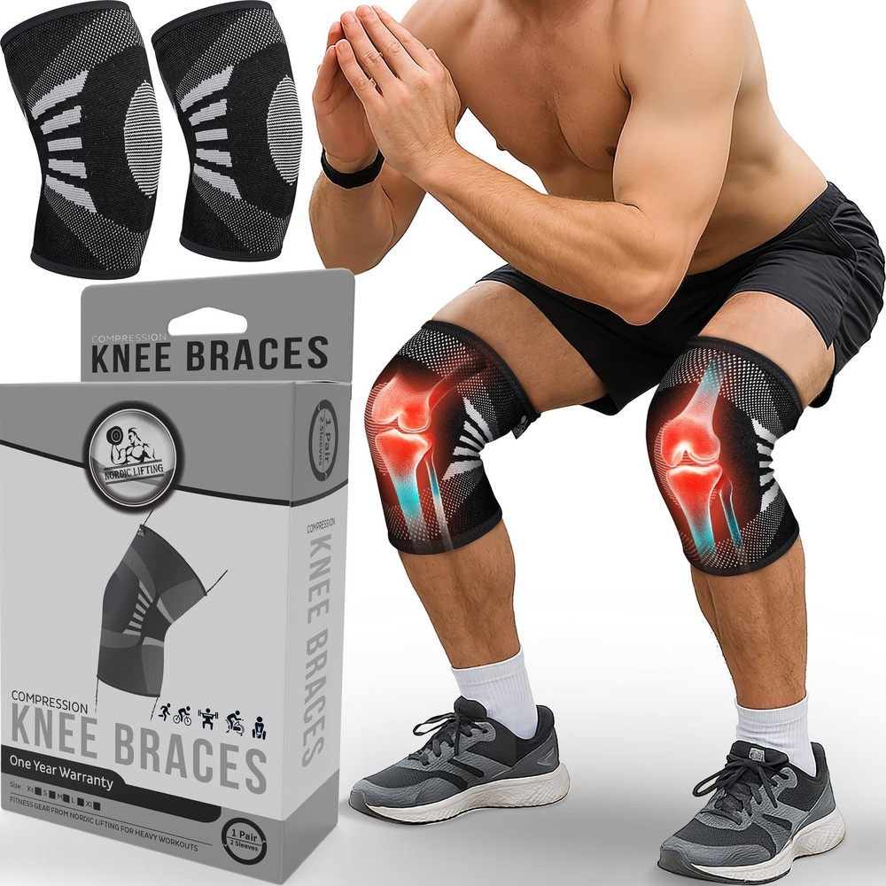 Nordic Lifting Knee Support Brace Compression Sleeves (1 Pair) - Support for ...