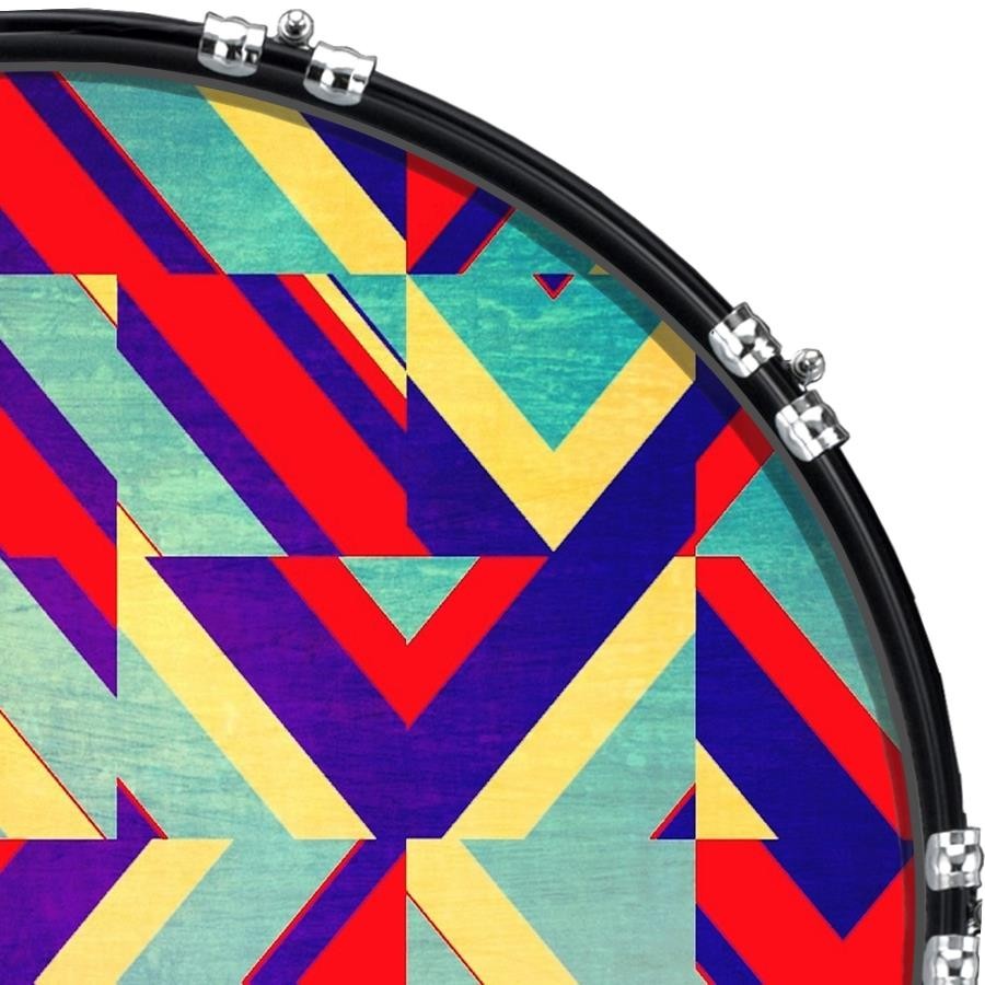 Custom 22" Kick Bass Drum Head Graphical Image Front Skin Geometry 4