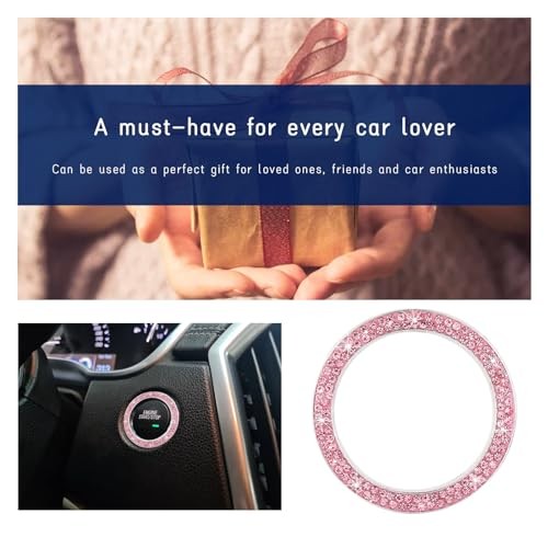 Bling Crystal Double Rhinestone Car Engine Start Stop Decoration 1 PC Pink