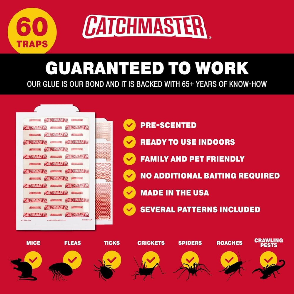 Catchmaster Pro Strength Mouse & Insect Glue Boards 60pk Traps 60-Pack, White