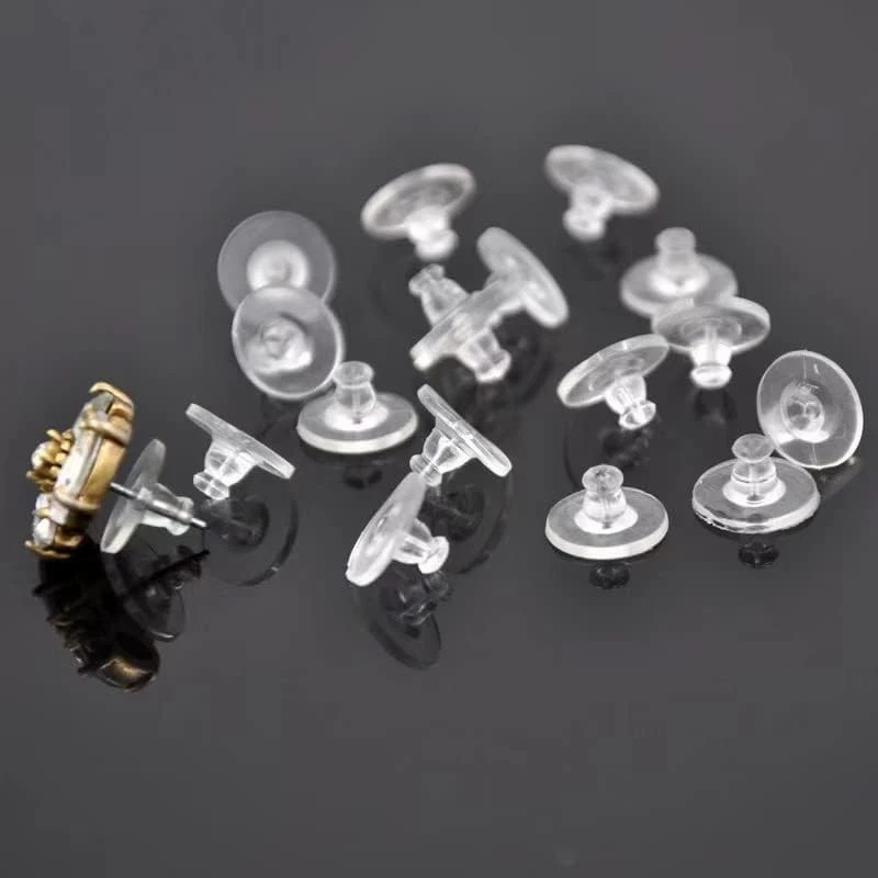 Rubber Earring Backs,100PCS Soft Clear Earring Backs Replacements for Droopy
