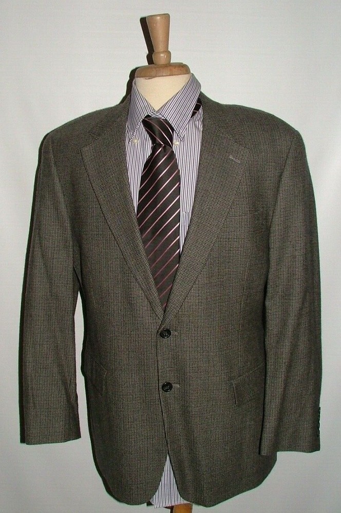 MENS CHAPS BLAZER SIZE 42 R 100% WOOL GRAY BLACK SOLID  #305