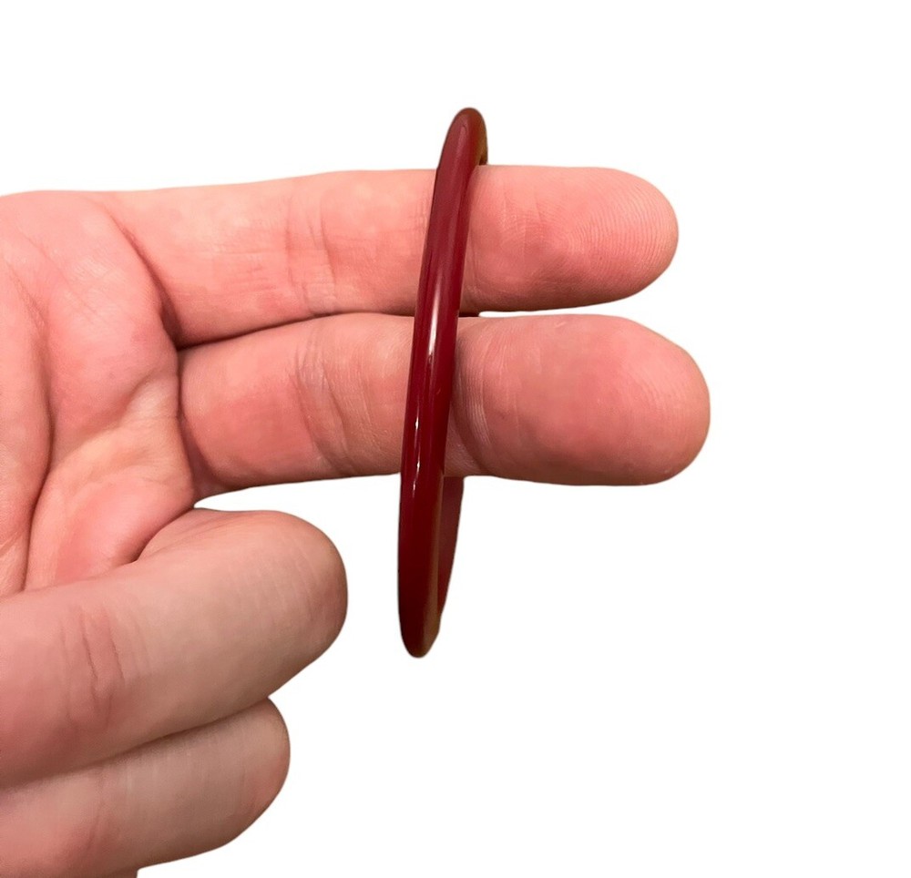 Vintage Cherry Red Bakelite Round Spacer Bangle Bracelet 3” Tested