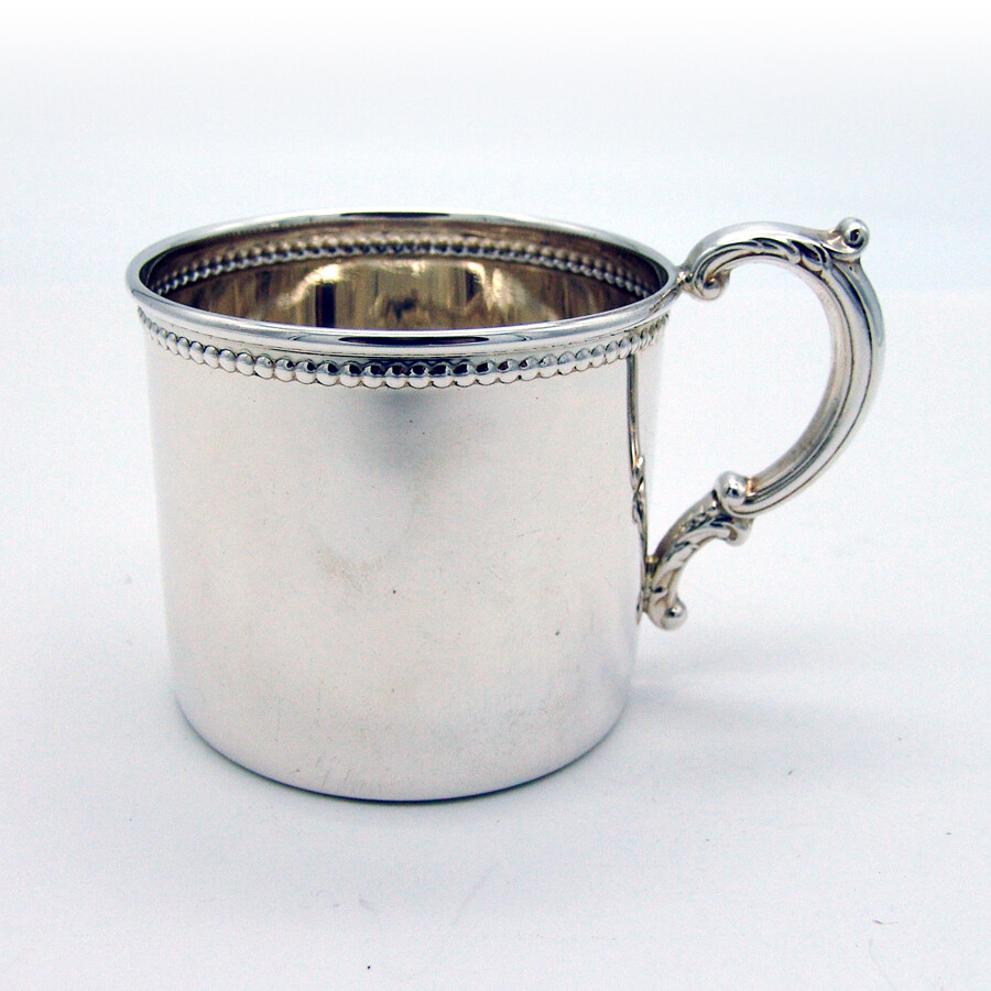 Baby Cup Beaded Rim Sterling Silver Empire Silver