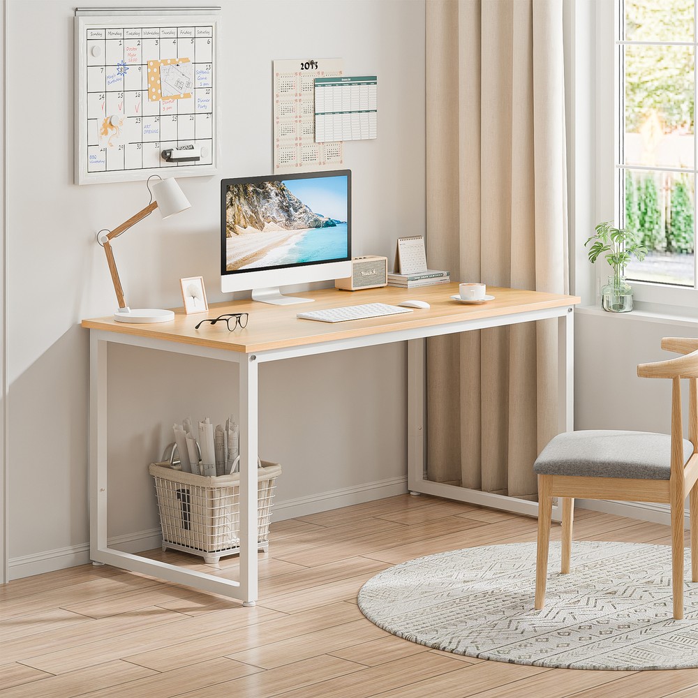 Writing Desk Natural 47" Computer Espresso Style Study Office Desk Corner Table