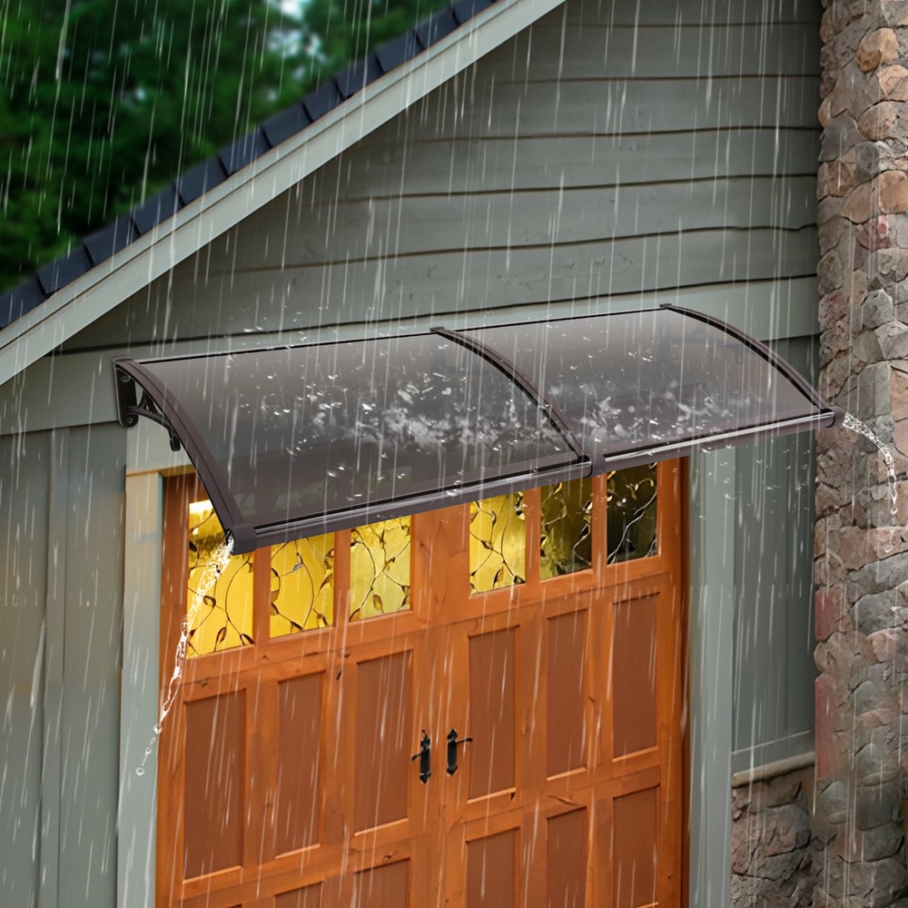 Modern Coffee Color Front Door Awning Canopy with Efficient Drainage