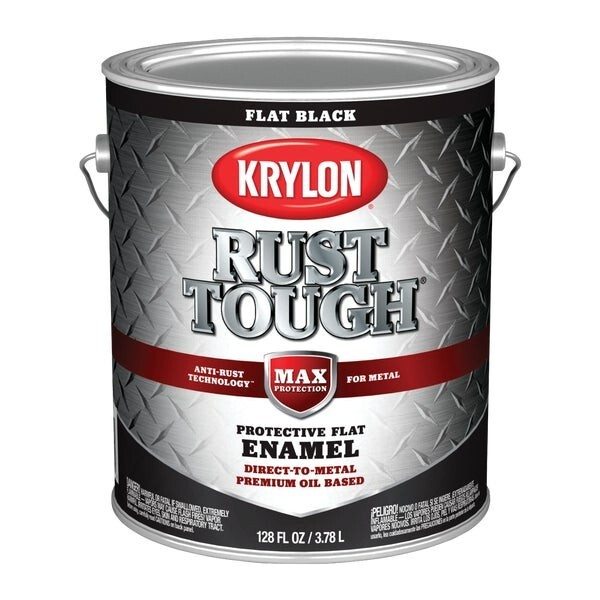 (2)-Krylon Rust Tough Oil-Based Flat Rust Control Enamel, Black, 1 Gal.