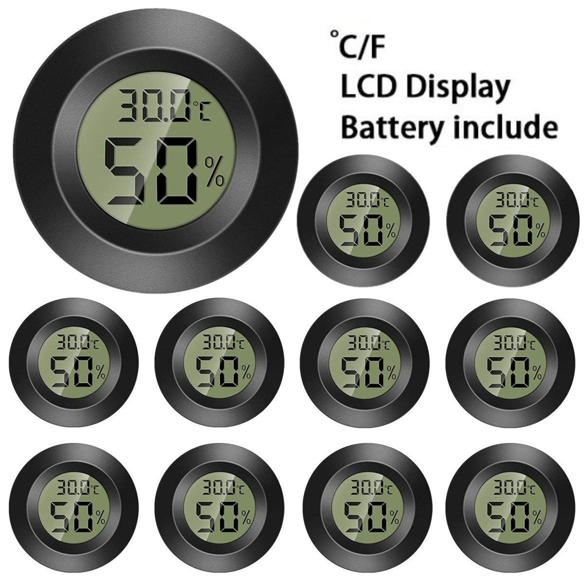 Mini Hygrometer Thermometer Round LCD Digital Humidity Gauge Temperature Monitor