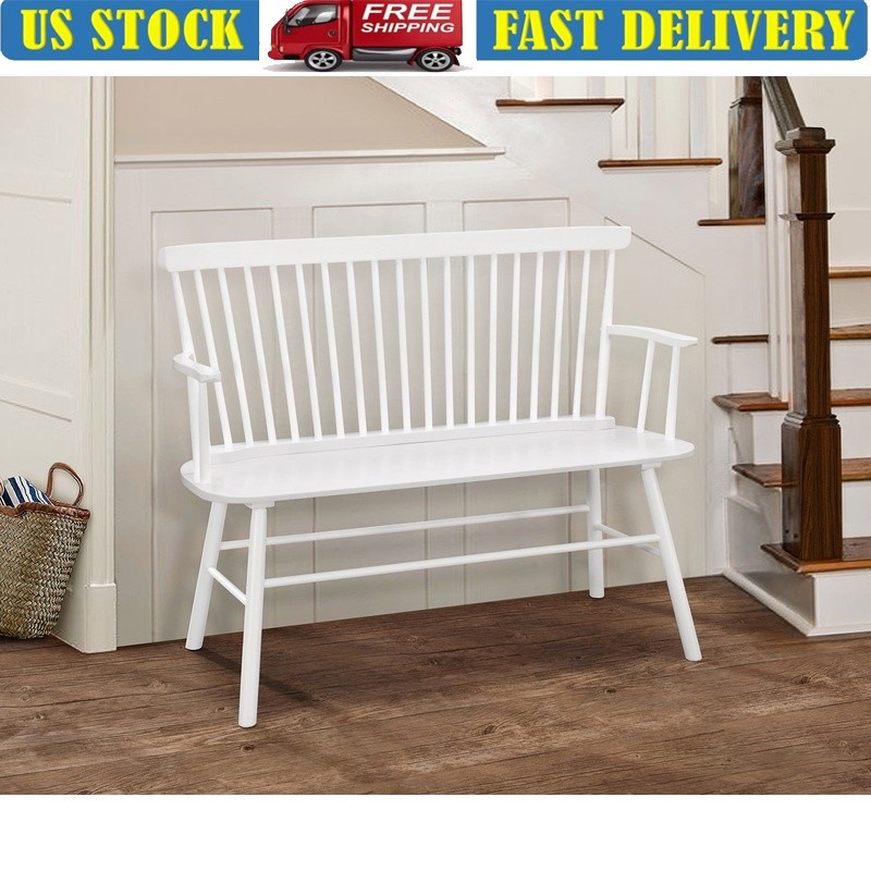Jerimiah Wooden Back Support Bench Classic Spindleback Design Indoor Seating 2