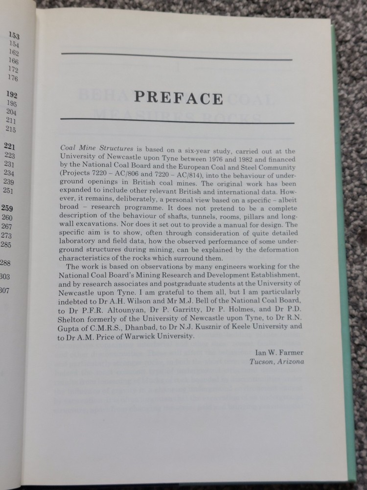 COAL MINE STRUCTURES HARDBACK BOOK..By IAN FARMER 1985
