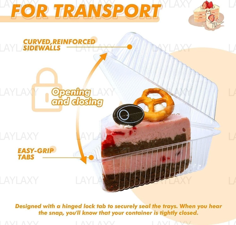 50 Pcs Cake Slice Containers with Lid, Single Clear Small, Triangle 50 Pack