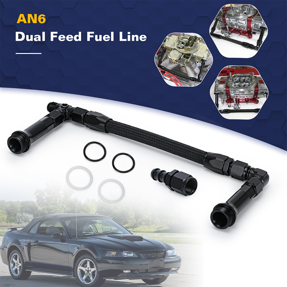 For Holley Carburetor Fuel Line 4150 Based Quickfuel AED Dual Feed Braided Black