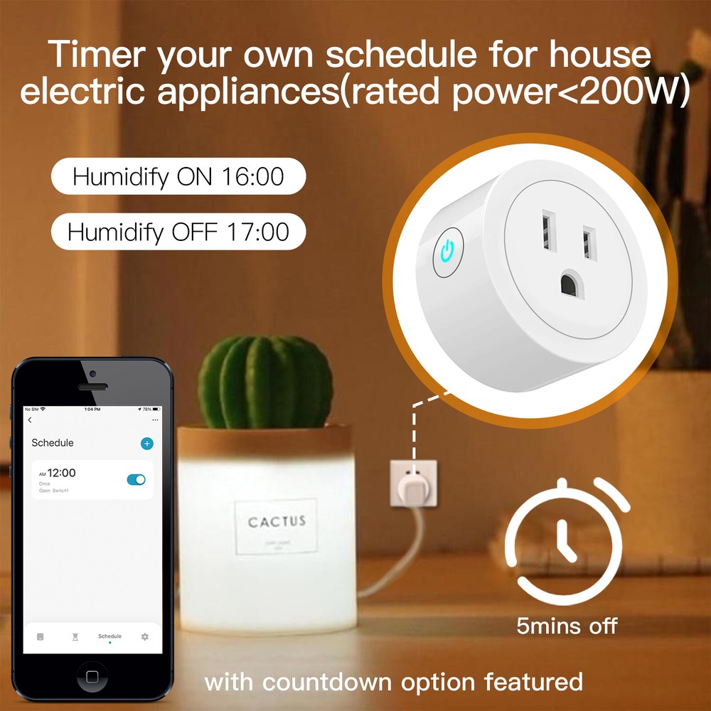 MOES WiFi Smart Power Dimmer Plug Switch Socket Outlet Timer Alexa Google APP