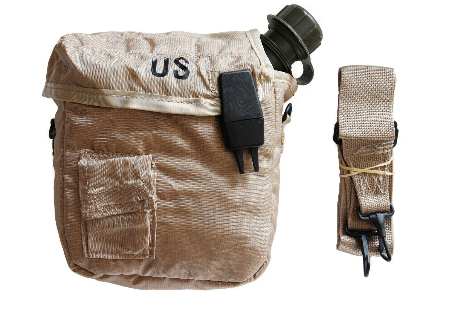 NEW Genuine US Military 2 QT OD Canteen with Desert Tan Cover and Shoulder Strap
