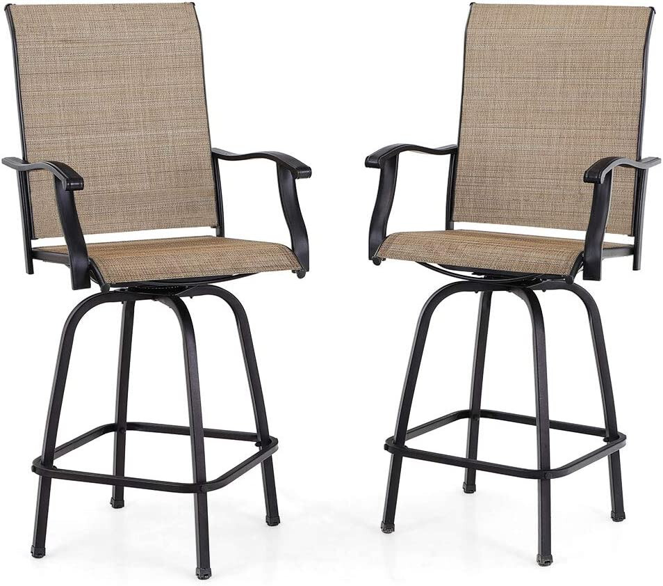 Patio Bar Stools Set of 4 Swivel Barstools Bar Height Chair Outdoor Dining Chair