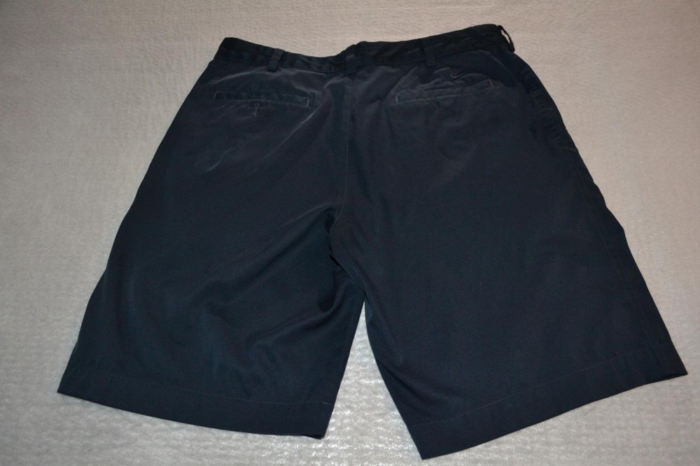 34144 Nike Golf Shorts Flat Front Blue Polyester Size 34 Mens