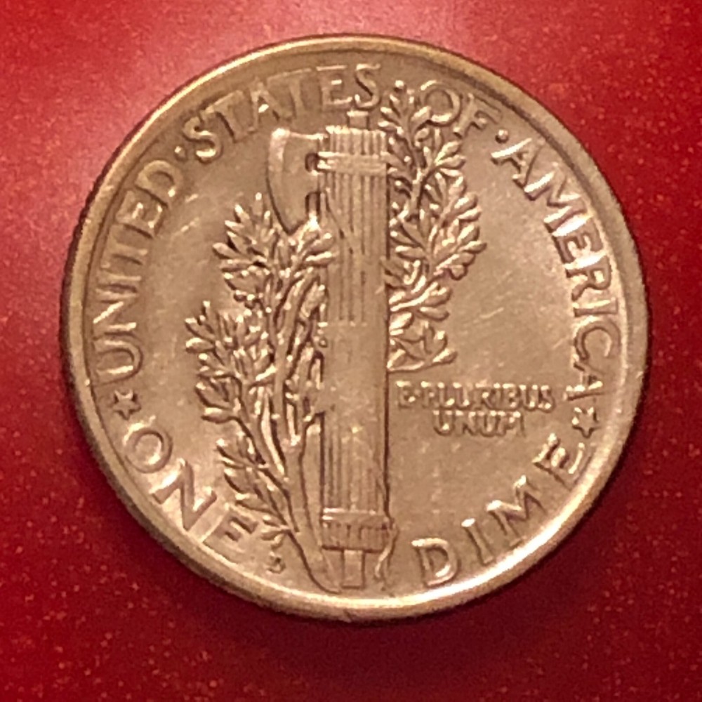 1918-D Silver Mercury Dime About Uncirculated Condition 10C