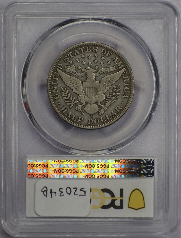 1906-D 50c Barber Half Dollar - PCGS VF 30