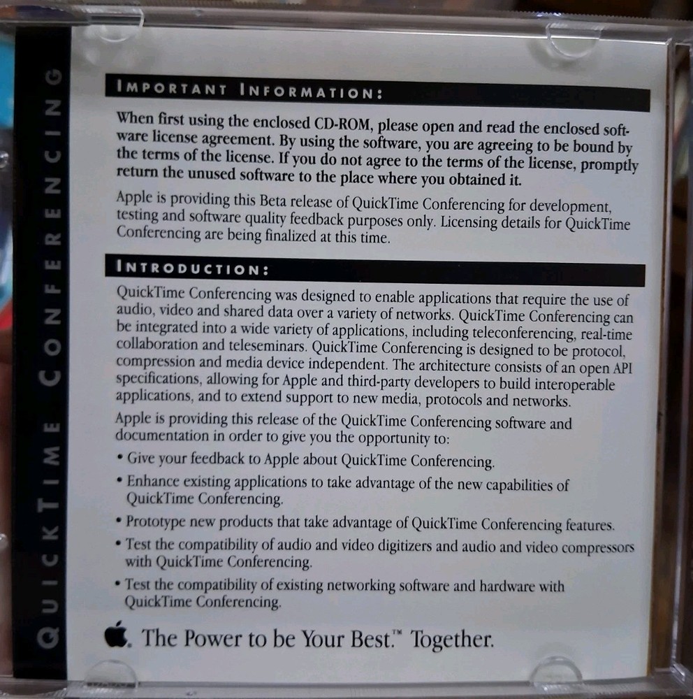 Apple Computer 1995 QuickTime Super Rare CD Developers Beta Two Release