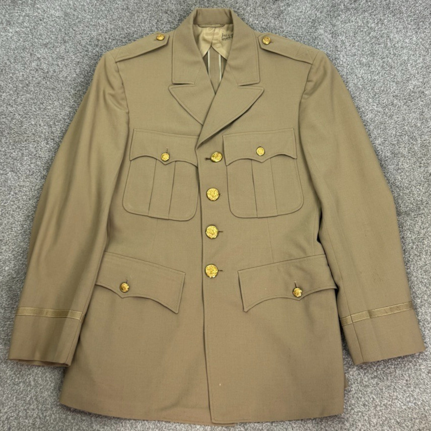 Vintage WWII US Army Officer Khaki Uniform Jacket Personalized Brewster Rooster