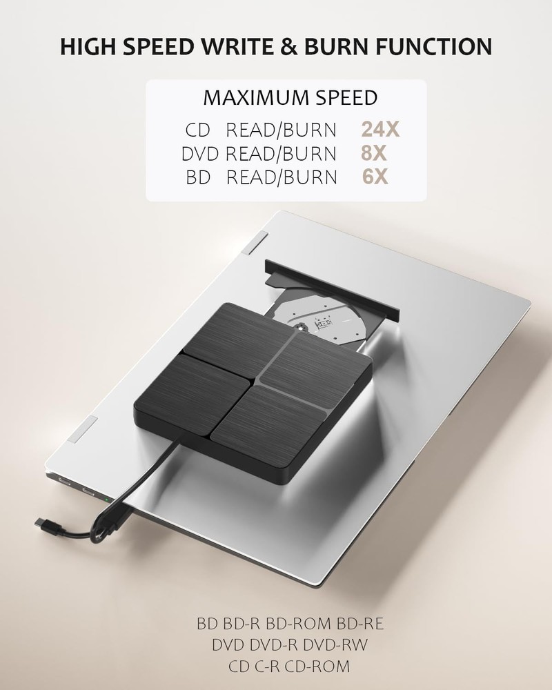 External Blu Ray Drive - Blueray/DVD for PC，USB3.0 & Type C...