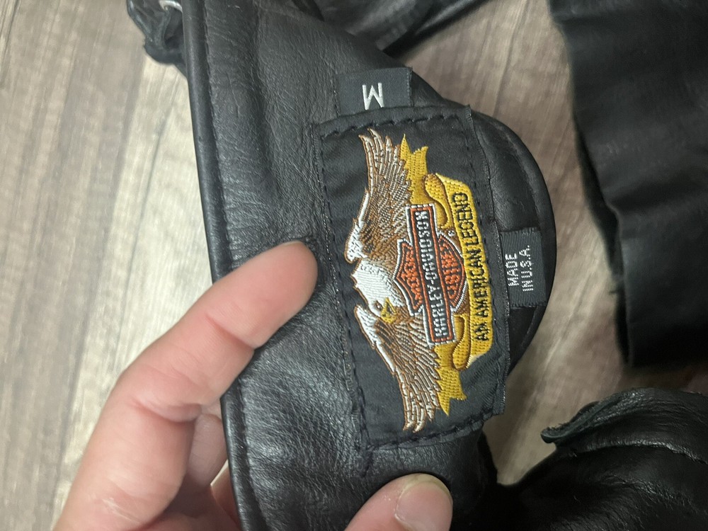 HARLEY DAVIDSON MOTORCYCLE BLACK LEATHER CHAPS & VEST Size Medium