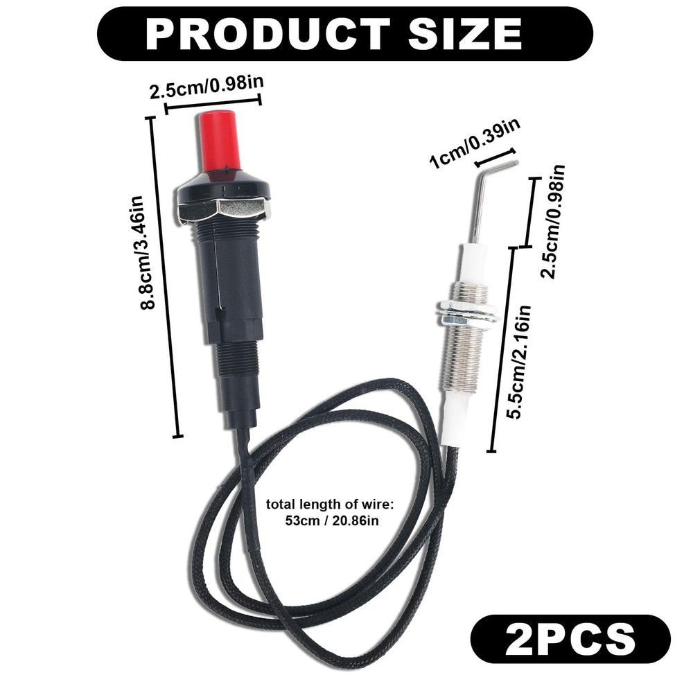 BTFO 2pcs Propane Push Button Piezo Igniter, Grill black, red, silver