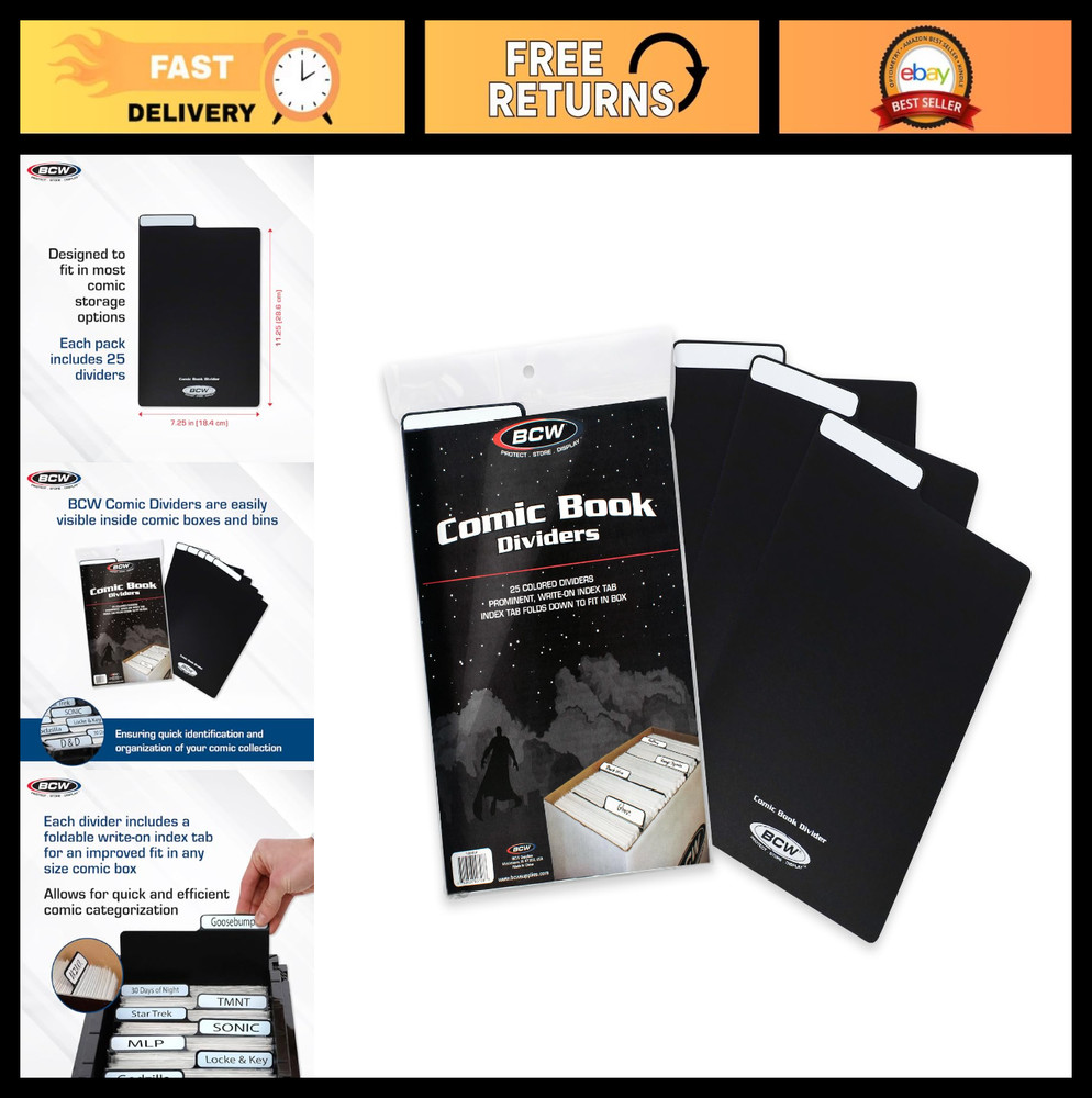25 Pack Comic Dividers - Archival Plastic Storage Organizers with Write-On Tabs