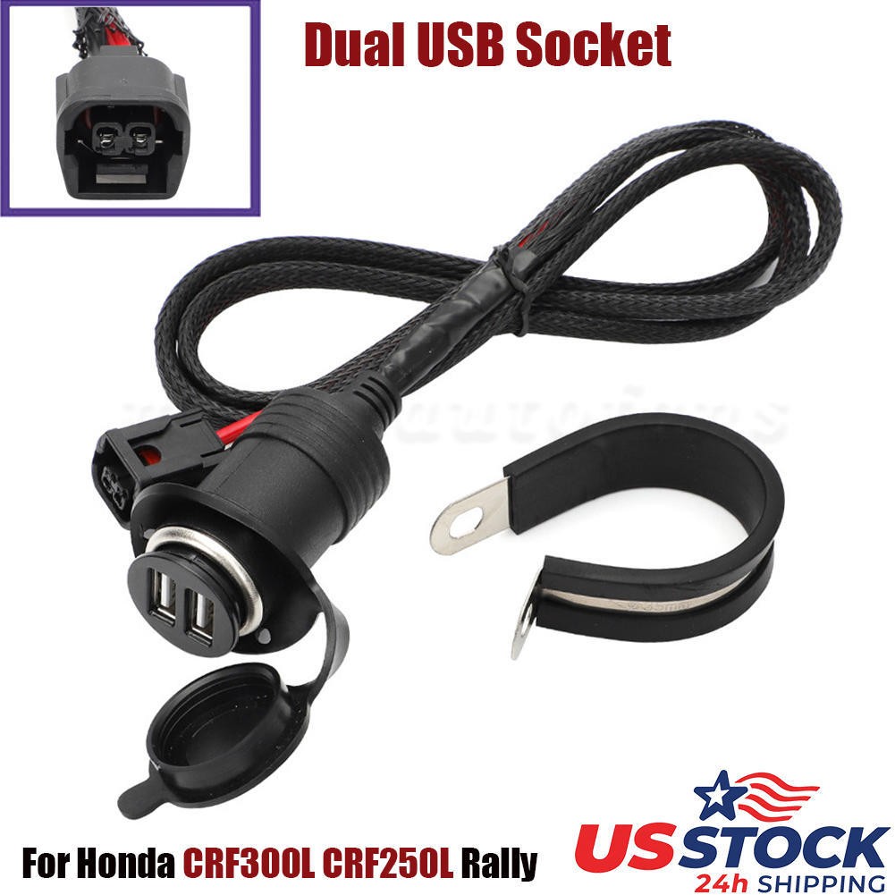 Dual USB Charger For Honda CRF300L CRF250L Rally 2017-2024 Plug & Play Accessory