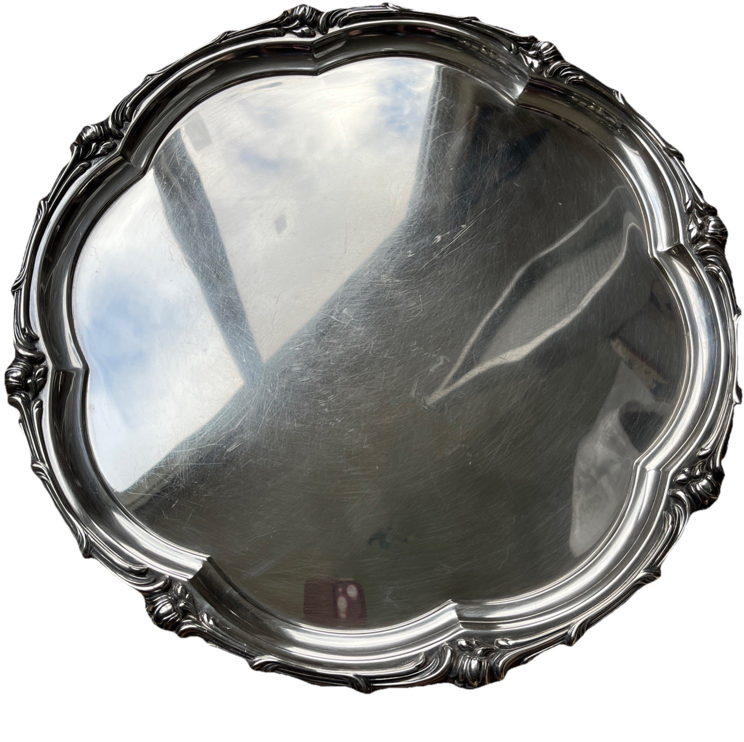 Antique Elkington & Co Silver Plated Round Footed Tray 2218 Victorian 1900 /14”W