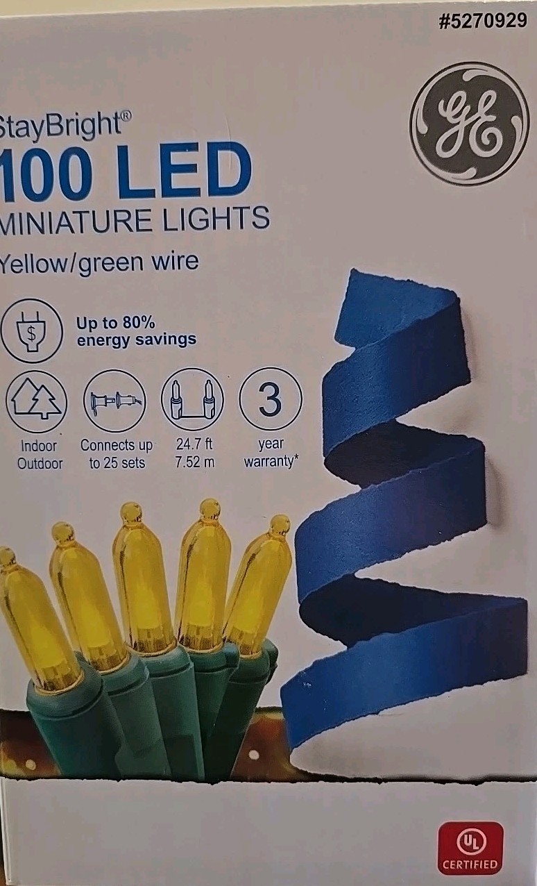 GE StayBright 100-Ct 24.75-ft Constant Yellow Mini LED Plug-In Easter Halloween